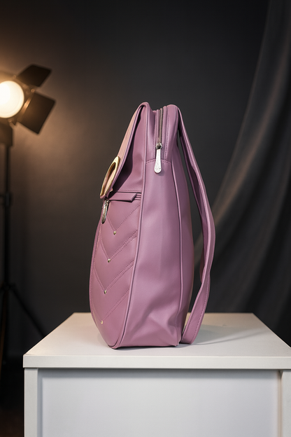 Fashion School & Travel Bag with Gold Decorative Ring and Elegant Everyday Design