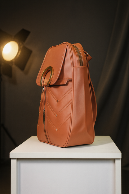 Fashion School & Travel Bag with Gold Decorative Ring and Elegant Everyday Design