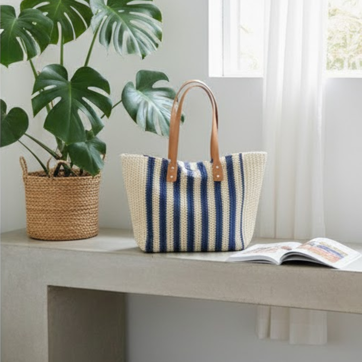 Woven Striped Tote Bag – Casual, Lightweight & Trendy for Daily Use