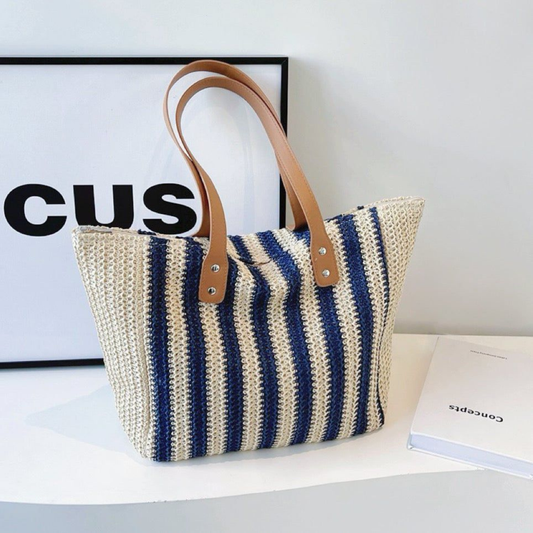 Woven Striped Tote Bag – Casual, Lightweight & Trendy for Daily Use