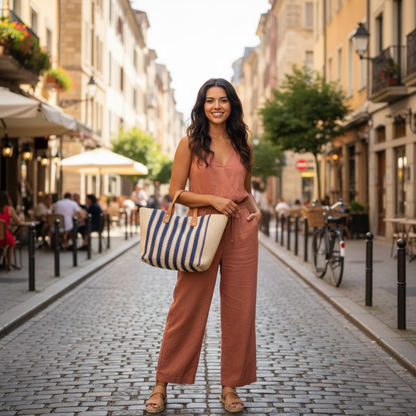 Woven Striped Tote Bag – Casual, Lightweight & Trendy for Daily Use