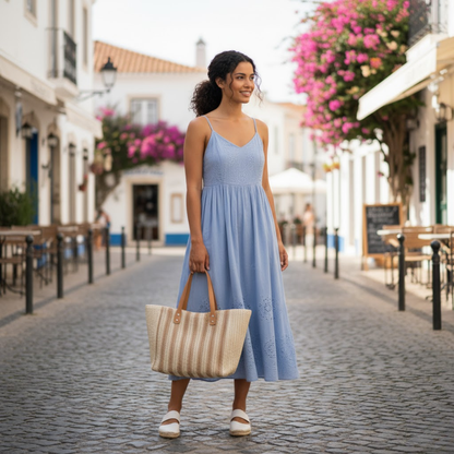 Woven Striped Tote Bag – Casual, Lightweight & Trendy for Daily Use