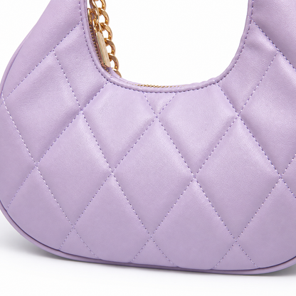 QUILTED LUXE PURPLE CHAIN SHOULDER BAG